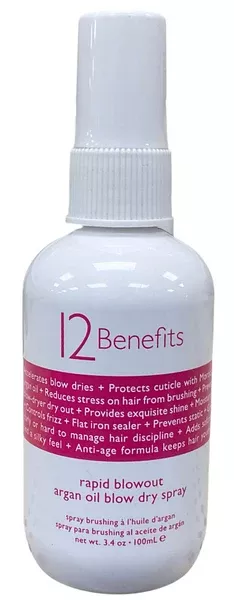 12 BENEFITS RAPID BLOWOUT ARGAN OIL BLOW DRY SPRAY 3.4oz