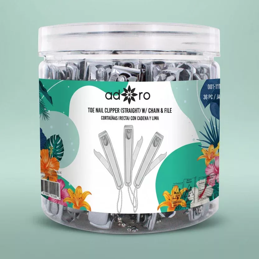 adoro-toe-nail-clipper-straight-w-chain-file-36pcs ADORO- TOE NAIL CLIPPER (STRAIGHT) W/ CHAIN FILE- (36PCS)