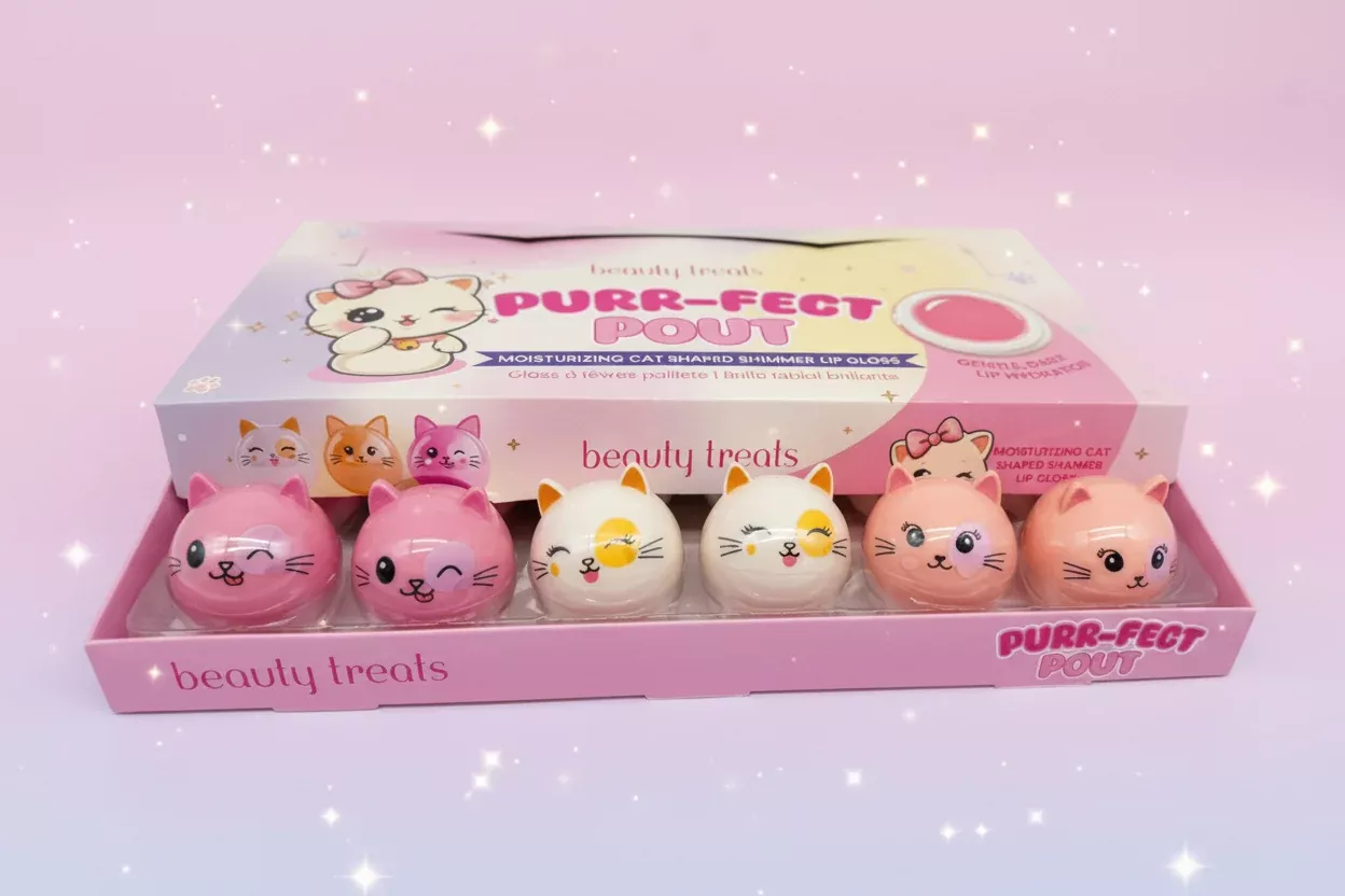 BEAUTY TREATS-PURR-FECT POUT- MOISTURIZING SHIMMER LIP GLOSS (24PCS)