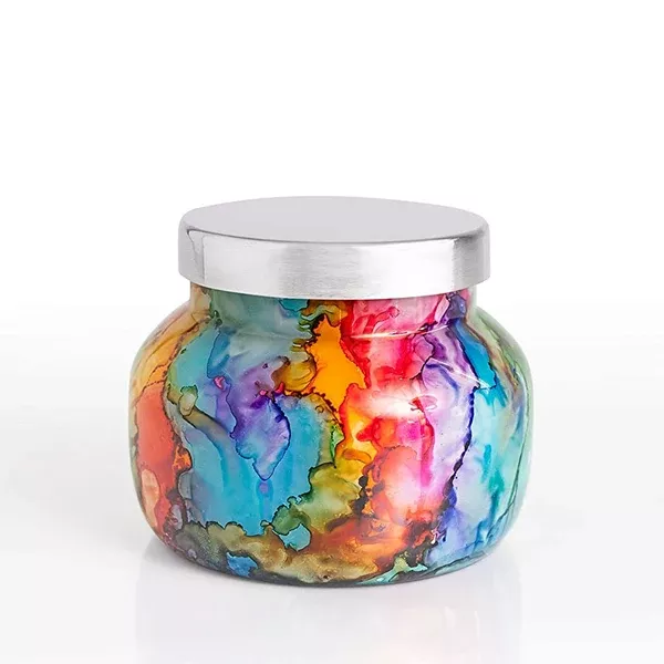 capri-blue-rainbow-watercolor-petite-signature-jar-volcano CAPRI BLUE RAINBOW WATERCOLOR PETITE SIGNATURE JAR - VOLCANO