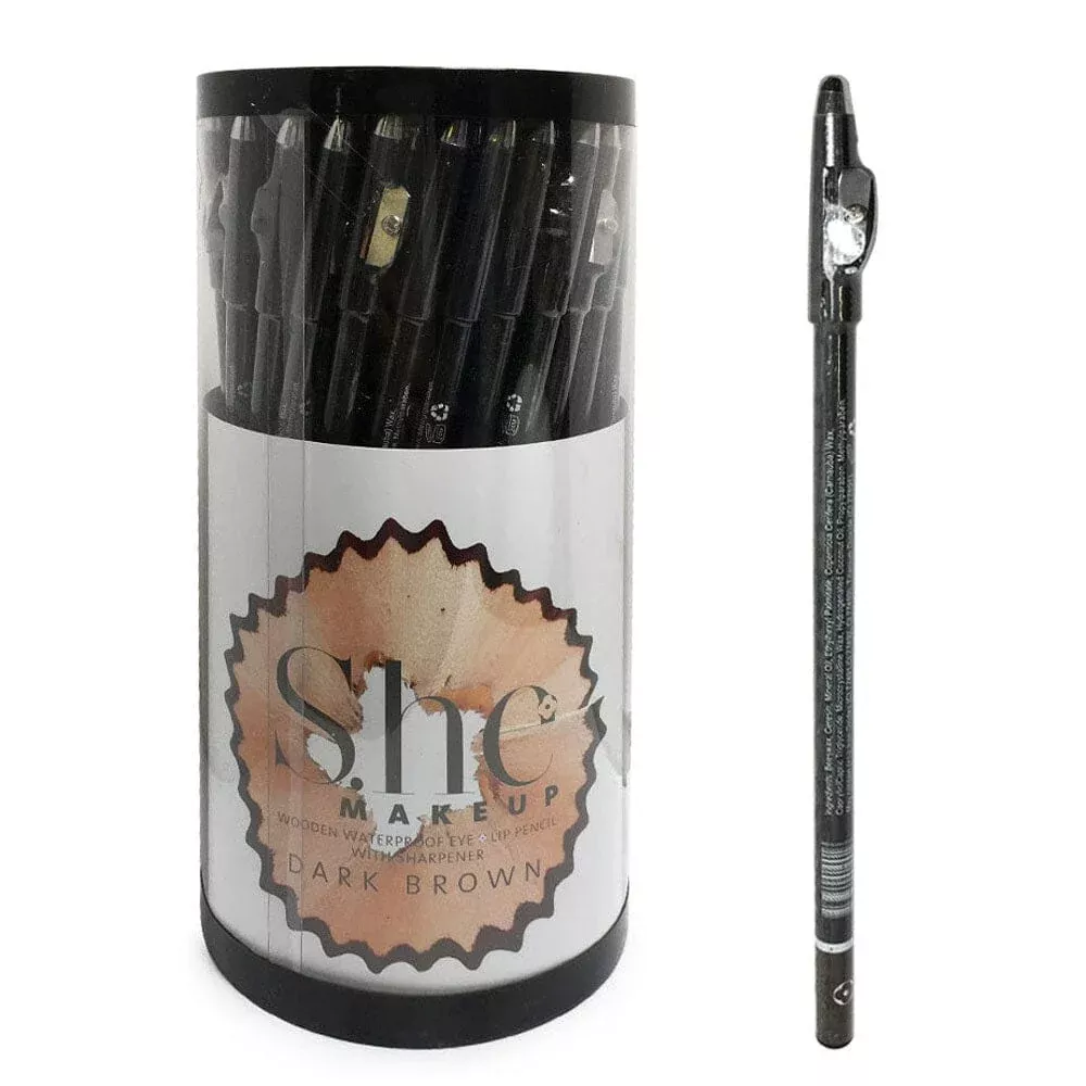 dark-brown-eye-pencil-with-sharpener-72-units Dark Brown Eye Pencil With Sharpener (72 units)