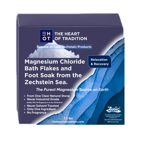 HEART OF TRADITION - FULL SPECTRUM Magnesium Chloride Bath Flakes and Foot Soak from the Zechstein Sea (1.5 lbs.)