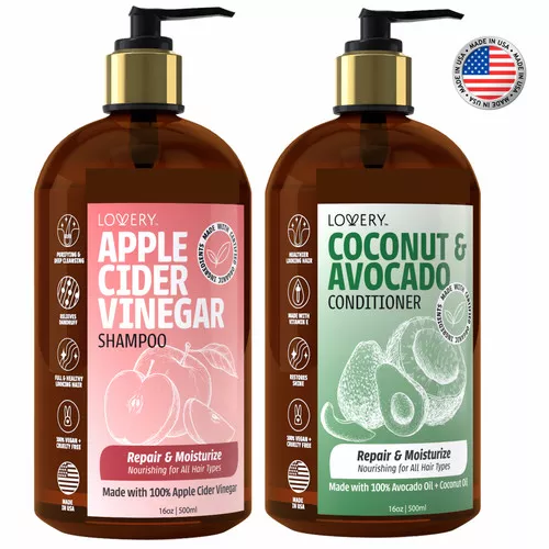 lovery-apple-cider-vinegar-shampoo-coconut-avocado-conditioner-set-made-in-usa-1 Lovery - Apple Cider Vinegar Shampoo and Coconut Avocado Conditioner Set, Made in USA, 16oz.