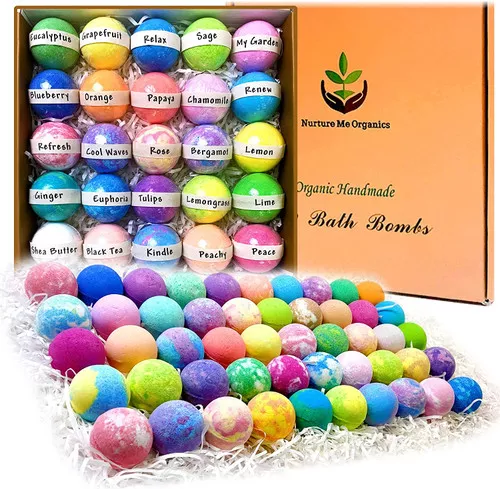 purelis - Bulk Bath Bombs Gift Set. Organic & Natural Spa Bath Bomb Set of 50