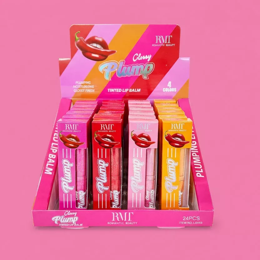 romantic-beauty-glossy-plump-tinted-lip-balm-display-24pcs ROMANTIC BEAUTY- GLOSSY PLUMP- TINTED LIP BALM - DISPLAY (24PCS)