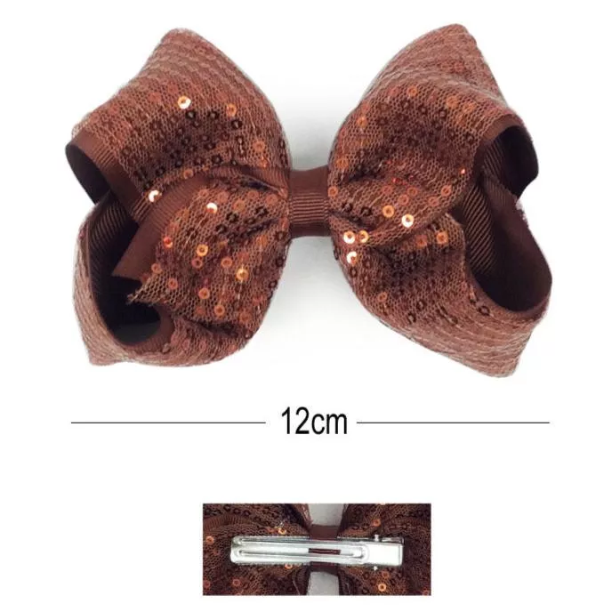 sequin-hair-bow-brown-color-500-12-unit Sequin Hair Bow Brown Color 500 (12 unit)