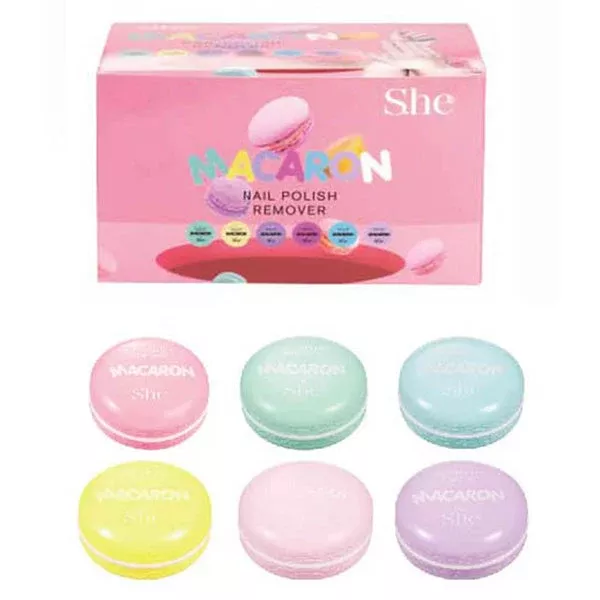 SHE MAKEUP - NAIL POLISH REMOVER MACARON - DISPLAY 24PCS