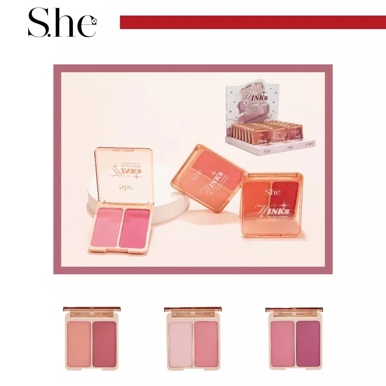 she-makeup-winks-blush-powder-display-24pcs SHE MAKEUP - WINKS BLUSH POWDER - DISPLAY (24PCS)