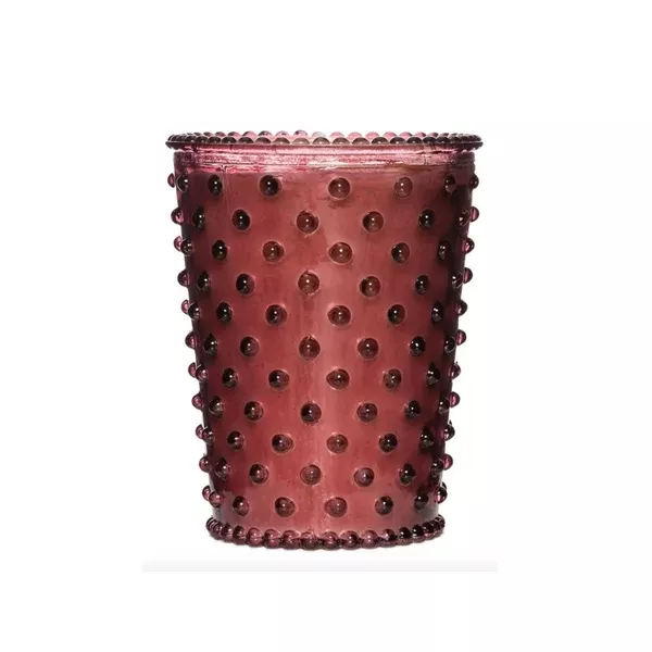 SIMPATICO NO. 32 CRANBERRY HOBNAIL GLASS CANDLE