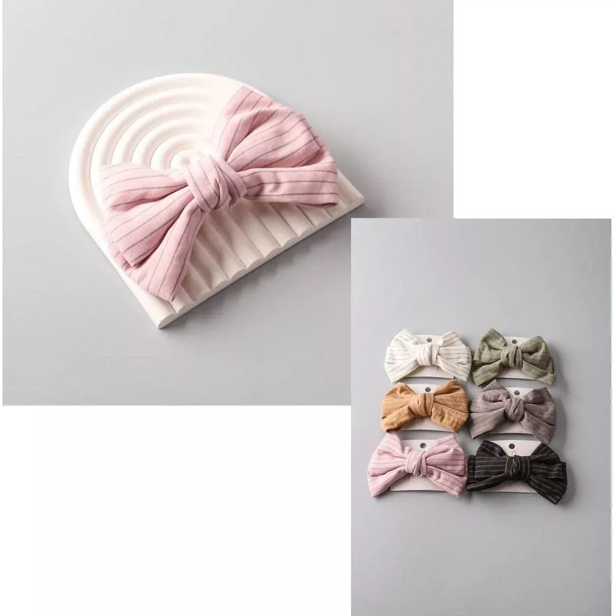 Striped Fabric Bow Hair Clip 13305 (12 units)