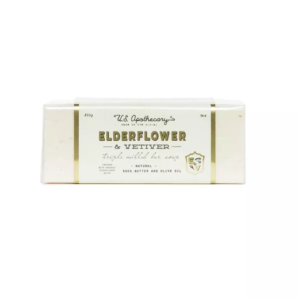 u-s-apothecary-elderflower-vetiver-triple-milled-bar-soap U.S. APOTHECARY ELDERFLOWER & VETIVER TRIPLE MILLED BAR SOAP