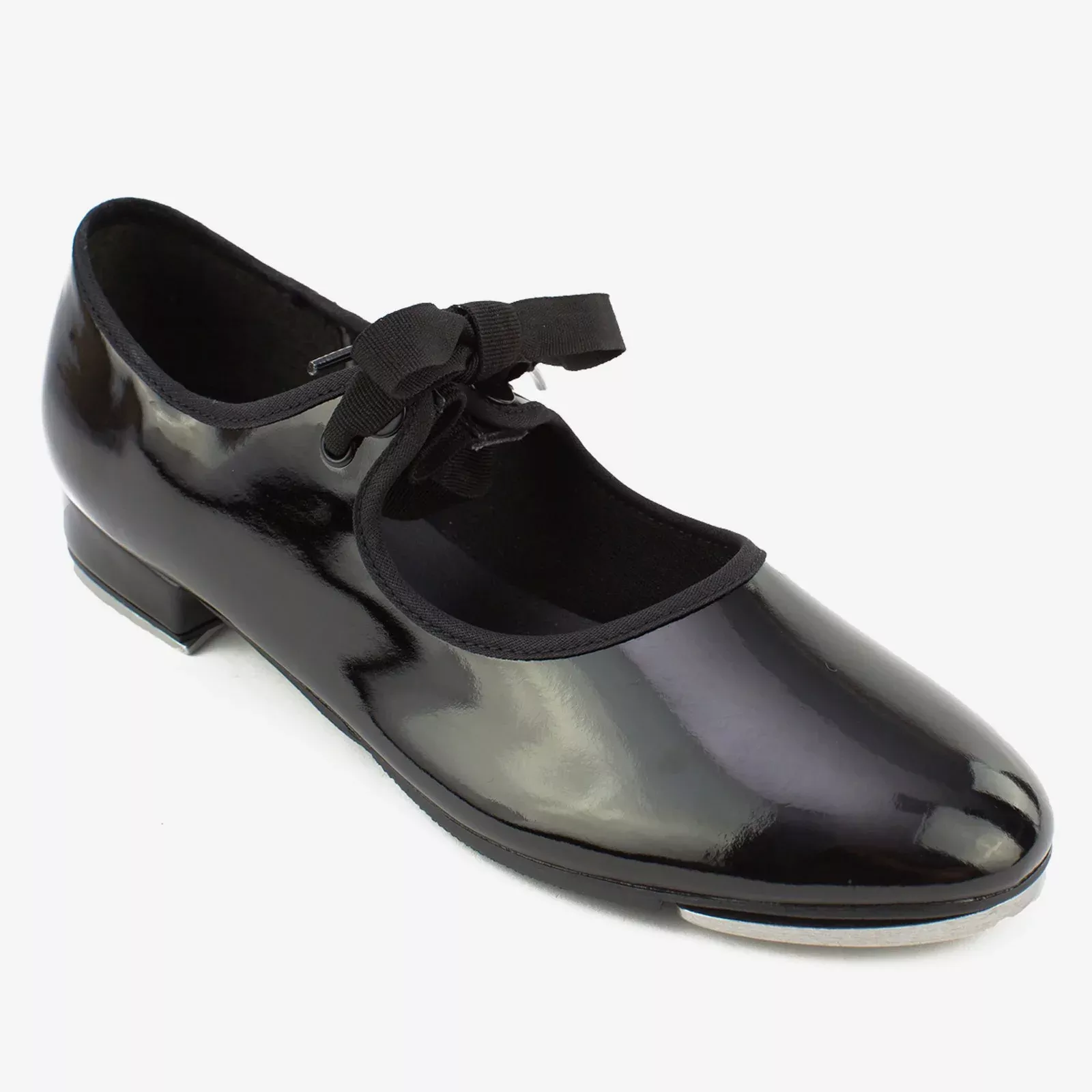 valiant-tyette-adult-tap-shoe-with-elastic-snaps-black-patent Valiant Tyette Adult Tap Shoe with Elastic Snaps - Black Patent