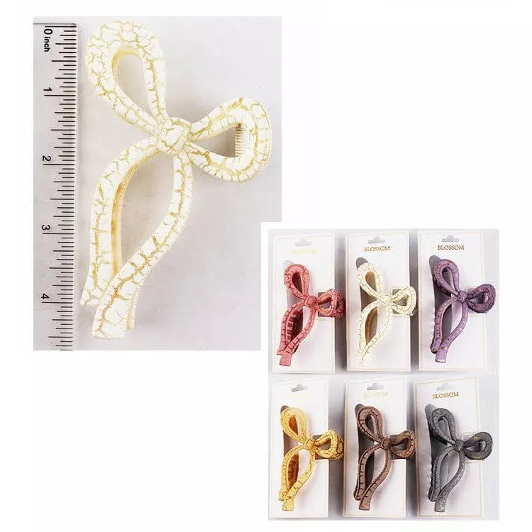vintage-crackle-bow-hair-claw-clip-1411-12-units Vintage Crackle Bow Hair Claw Clip 1411 (12 units)