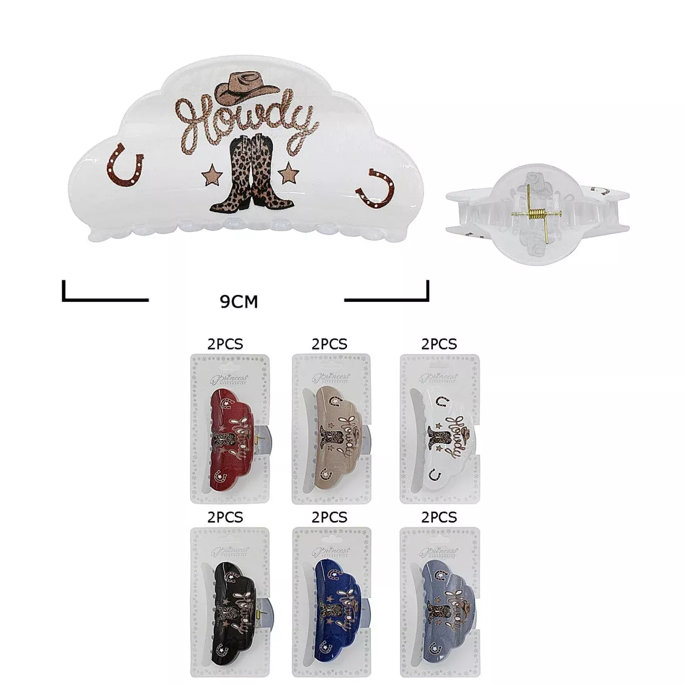 western-cowboy-hair-claw-clips-11540m-12-units Western Cowboy Hair Claw Clips 11540M (12 units)