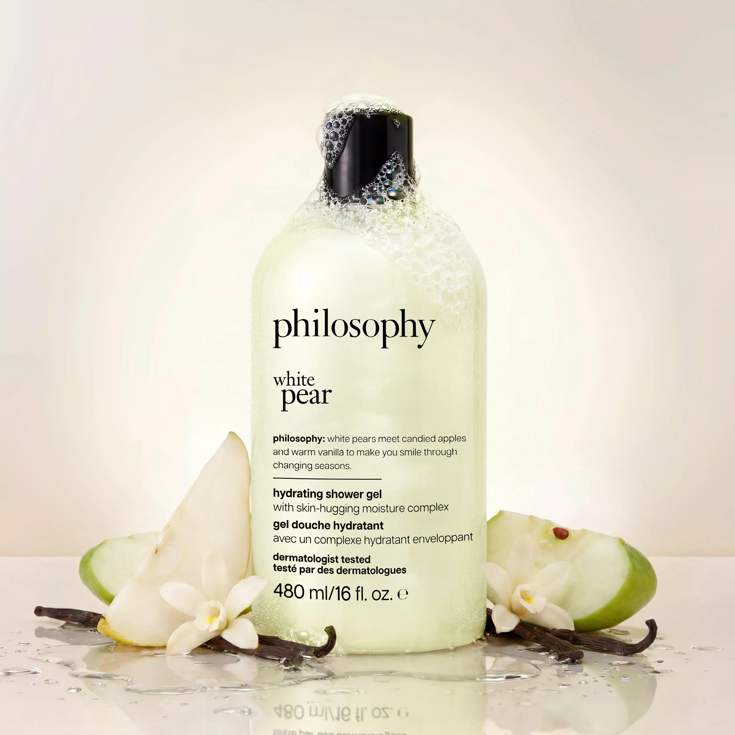 white pear hydrating shower gel