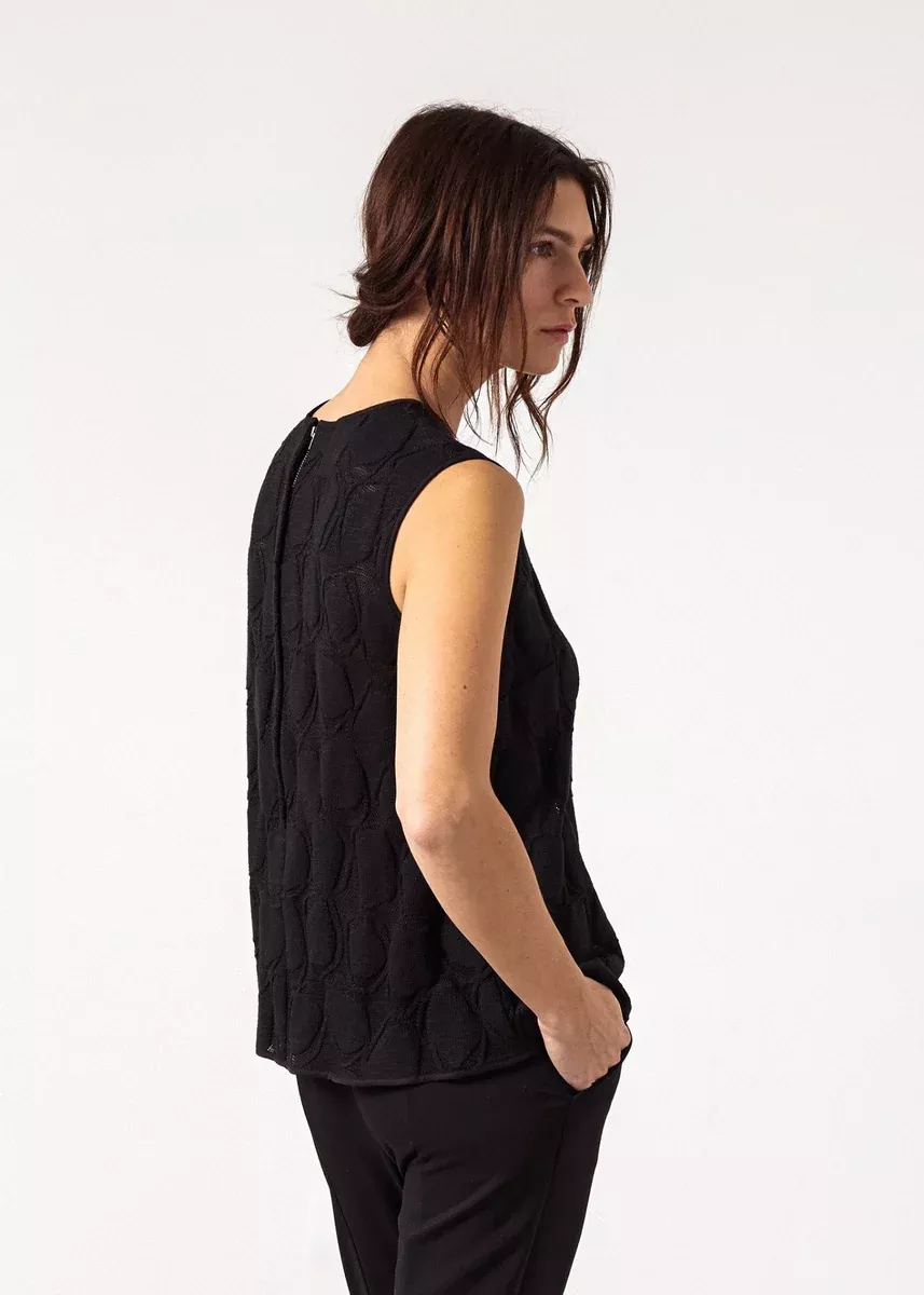 zip-back-circle-blouse-in-black Zip Back Circle Blouse in Black