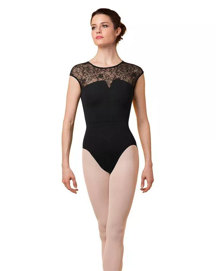 zip-back-lace-cap-sleeve-leotard Zip Back Lace Cap Sleeve Leotard